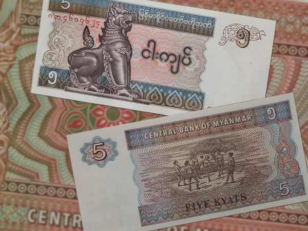 Myanmar Kyatlık Banknotunun Her Iki Tarafının Yakın Plan Çekimi — Stok fotoğraf