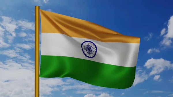 Індійський Національний Прапор Проти Блакитного Неба — стокове фото