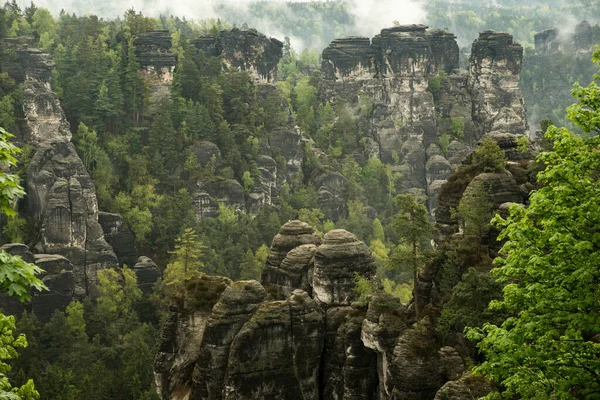 Bastei Dans Les Montagnes Grès Elbe Suisse Saxonne Allemagne Elbsandsteingebirge — Photo