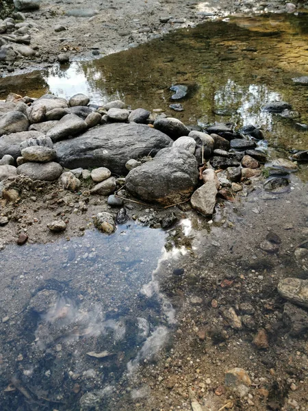 Plano Vertical Del Río Con Pequeñas Rocas Guadalix Sierra España —  Fotos de Stock