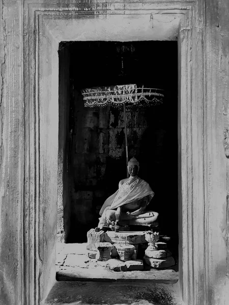 Plano Vertical Estatua Buda Templo Siem Reap Camboya — Foto de Stock