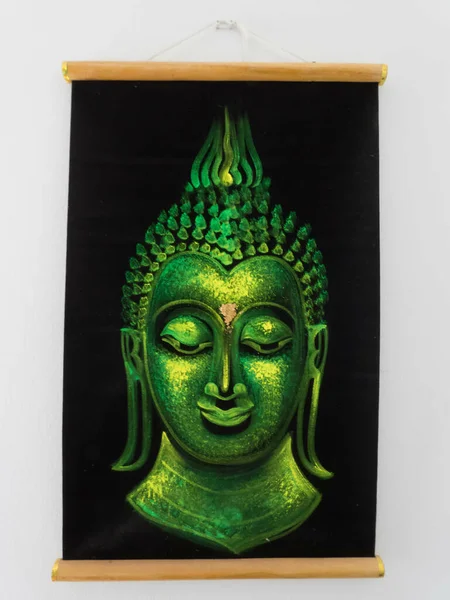 Bangkok Tailândia Dezembro 2017 Uma Pintura Buda Artesanal Cor Verde — Fotografia de Stock
