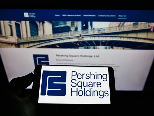 Stuttgart Germany May 2021 Person Holding Smartphone Logo Company Pershing — Stock Photo, Image