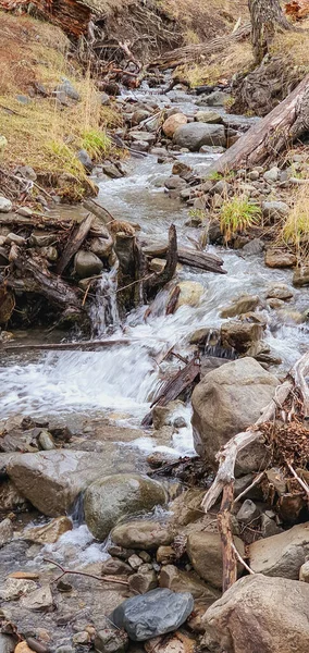 Une Belle Vue Sur Ruisseau Cascade Travers Les Rochers Les — Photo