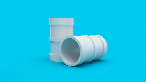 Uma Renderização Tubos Esgoto Plástico Branco Isolado Fundo Azul — Fotografia de Stock