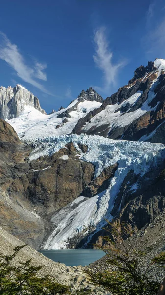 Krásný Výhled Mount Fitz Roy Oblohou Plnou Mraků — Stock fotografie