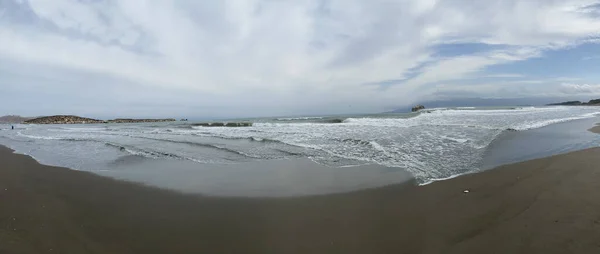 Visión Panorámica Playa Sfiha Marruecos Día Nublado —  Fotos de Stock