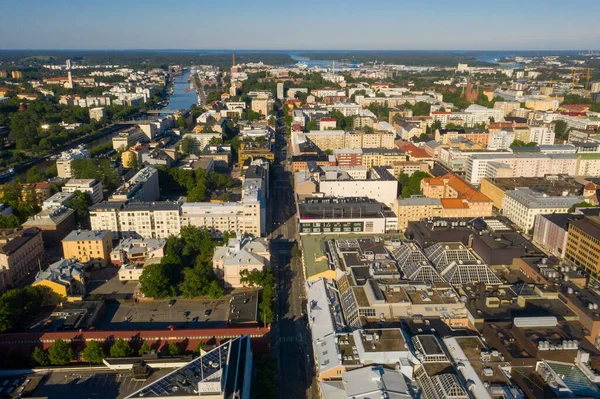 Letecký Výhled Centrum Města Turku Slunečné Letní Ráno Finsku — Stock fotografie