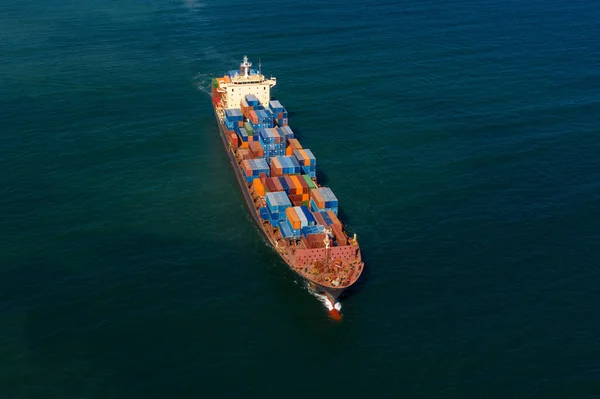 Luchtfoto Van Vrachtschip Drijvende Zee — Stockfoto