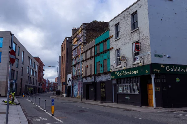 Dublin Ireland 2021 Dublin Rlanda Cobblestone Daki Smithfield Semtindeki Binaların — Stok fotoğraf