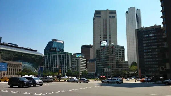 Сеул Корея Июля 2015 Центр Сеула Включая Мэрию Трафик Деловые — стоковое фото
