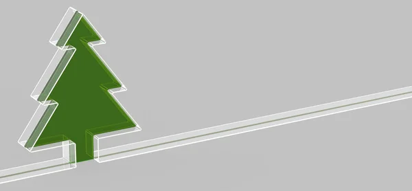 Візуалізація Різдвяної Листівки Зеленим Деревом Сірому Фоні — стокове фото