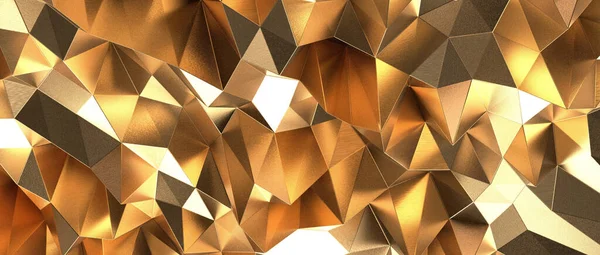 Una Representación Cristal Oro Abstracto Geométrico Poligonal Formas Fondo —  Fotos de Stock