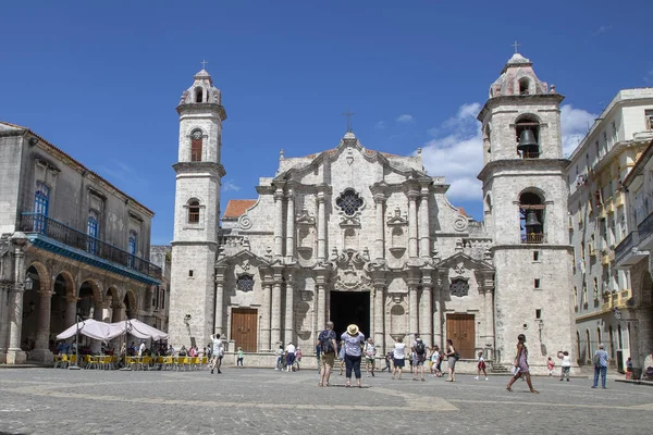 Cuba Feb 2020 Scenic Shot Plaza Catedral 아바나에서 방문하는 사각형중 — 스톡 사진