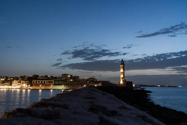 Una Vista Panorámica Antiguo Faro Durante Noche — Foto de Stock