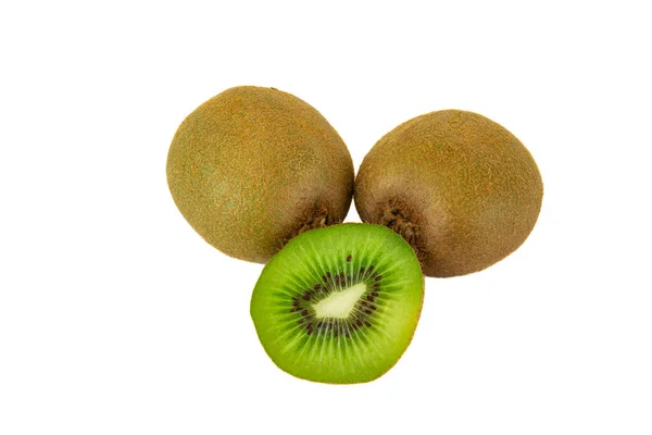 Een Close Shot Van Verse Plakjes Kiwi Geïsoleerd Een Witte — Stockfoto