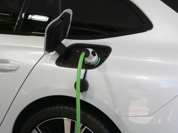 Gros Plan Une Prise Courant Voiture Électrique — Photo