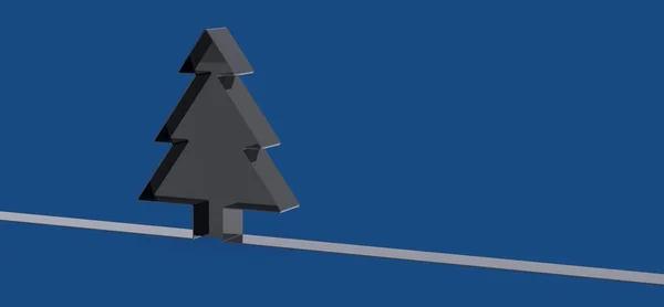 Mavi Arka Planda Gri Ağaçlı Bir Noel Kartının Boyutlu Çizimi — Stok fotoğraf