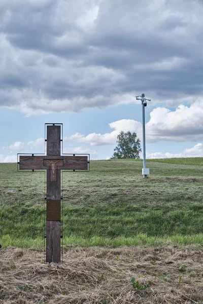 Eine Vertikale Aufnahme Des Kreuzbergs Litauen Ein Religiöses Pilgerziel — Stockfoto