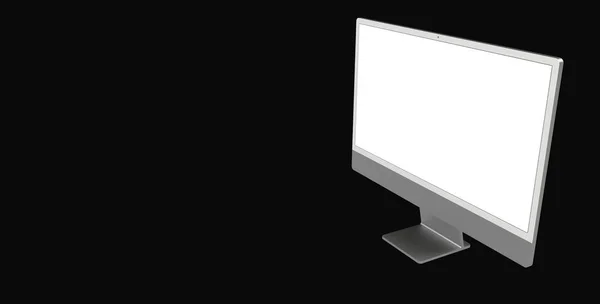 Тривимірне Відображення Комп Ютерного Монітора Копіювальним Простором Ізольовано Чорному Тлі — стокове фото