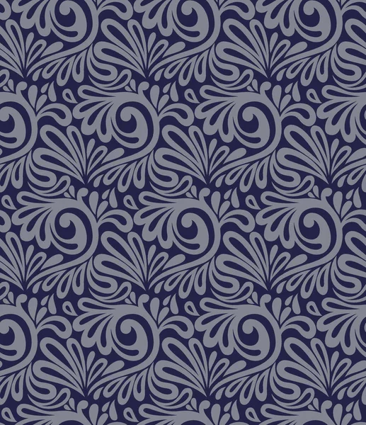 Seamless Floral Pattern Curving Elements Dark Blue Gray Colors — Stock Photo, Image