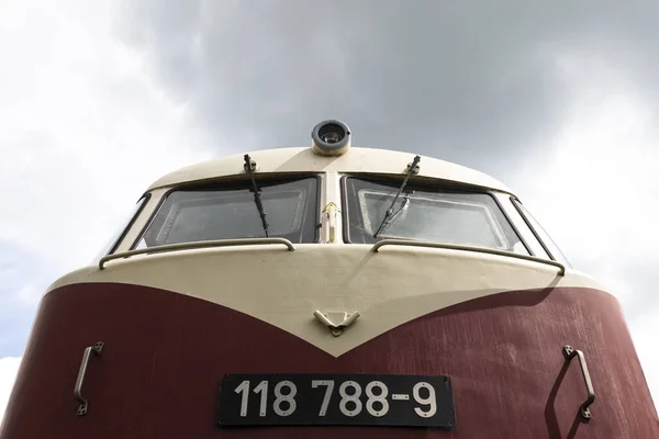 Weimar Allemagne Mai 2015 Locomotive Diesel Historique Photographiée Bas Contre — Photo