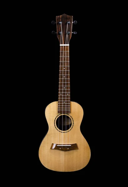 Vertical Shot Acoustic Guitar Isolated Black Background — Stock Photo, Image