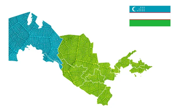 Una Ilustración Del Mapa Detallado Bandera Uzbekistán Sobre Fondo Blanco —  Fotos de Stock