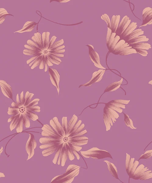 Patrón Floral Vintage Con Flores Tonos Púrpura —  Fotos de Stock
