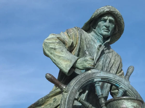 Porto Portugal Junho 2021 Fecho Uma Estátua Bronze Marinheiro Com — Fotografia de Stock