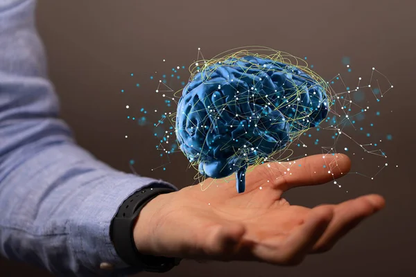 Una Rappresentazione Cervello Umano Olografico Stile Digitale Che Trasmette Idea — Foto Stock
