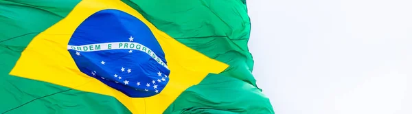 Знімок Бразильського Прапора Білому Тлі — стокове фото