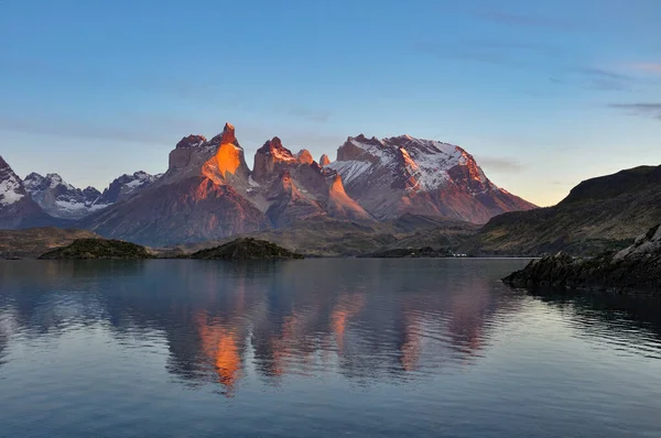 Zonsopgang Het Nationale Park Torres Del Paine Patagonië Chili Links — Stockfoto
