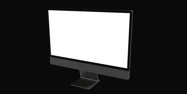 黒の背景に隔離されたコピースペースを持つコンピュータモニタの3Dレンダリング — ストック写真