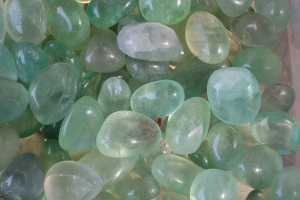 Closeup Shot Green Fluorite Tumbling Heap — Stock Photo, Image