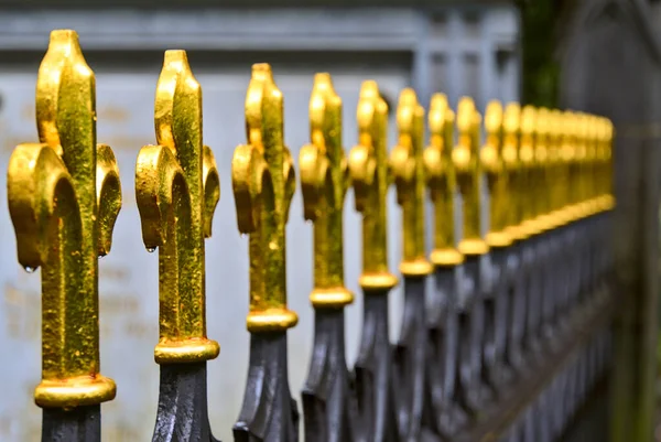 Una Parte Una Valla Decorativa Metal Color Dorado —  Fotos de Stock