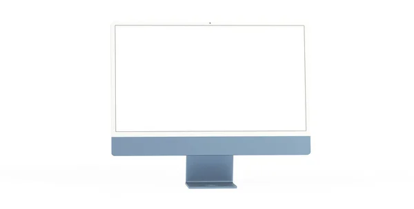 Een Weergave Van Een Blauwe Computer Monitor Met Kopieerruimte Geïsoleerd — Stockfoto