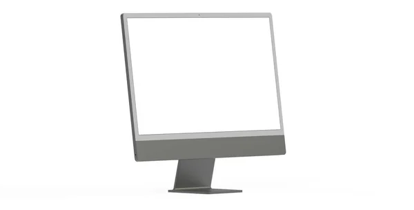 Vykreslení Monitoru Počítače Kopírovacím Prostorem Izolovaným Bílém Pozadí — Stock fotografie