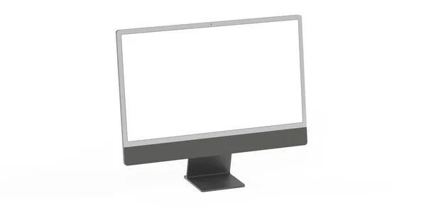 Vykreslení Černého Monitoru Počítače Kopírovacím Prostorem Izolovaným Bílém Pozadí — Stock fotografie