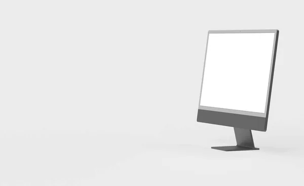 Rendering Computer Monitor Copy Space White Background — Stock Photo, Image