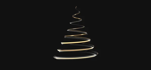 Ein Rendering Von Gedrehten Weihnachtsbaum Isoliert Auf Schwarzem Hintergrund — Stockfoto