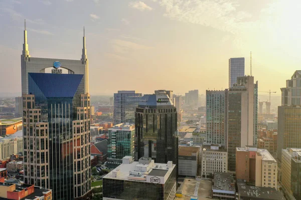 Nashville 2021年8月6日 アメリカ ナッシュビルの近代建築物の空中写真 — ストック写真