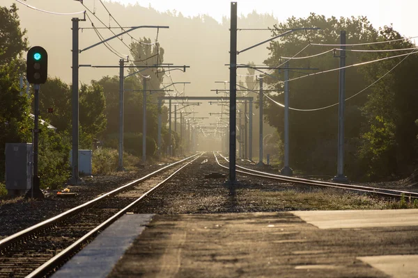 Beautiful Shot Train Tracks Sunset New Zealand — Stock Photo, Image