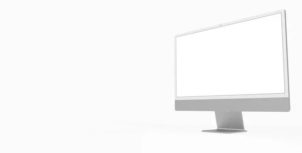 Rendering Computer Monitor Copy Space Isolated White Background — Stock Photo, Image