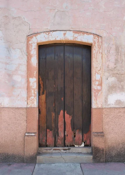 Antique Wooden Door Facade Paint Wear Copy Space — Stock Photo, Image