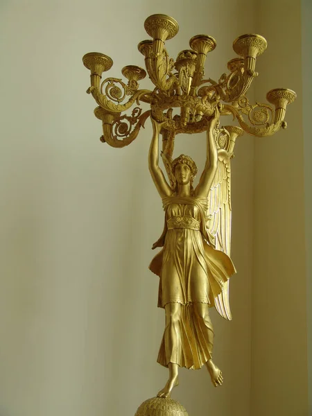 Mos Rusia Septembrie 2010 Lampă Decorativă Aurie Expusă Muzeul Schitului — Fotografie, imagine de stoc