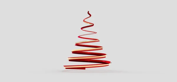 Representación Árbol Navidad Rojo Espiral Aislado Sobre Fondo Blanco — Foto de Stock
