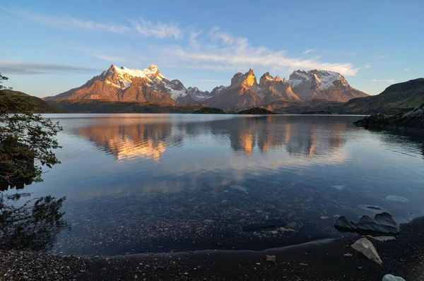 Ochtend Lago Pehoe Torres Del Paine Nationaal Park Patagonië Chili — Stockfoto