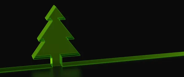 Рендеринг Рождественской Открытки Зеленой Елкой Черном Фоне — стоковое фото