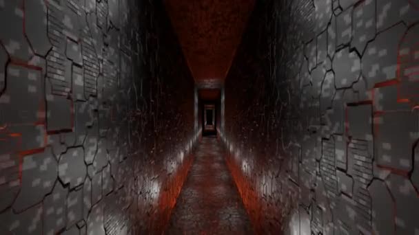 一个带有霓虹灯的未来派隧道走廊 一个3D渲染背景墙纸 — 图库视频影像